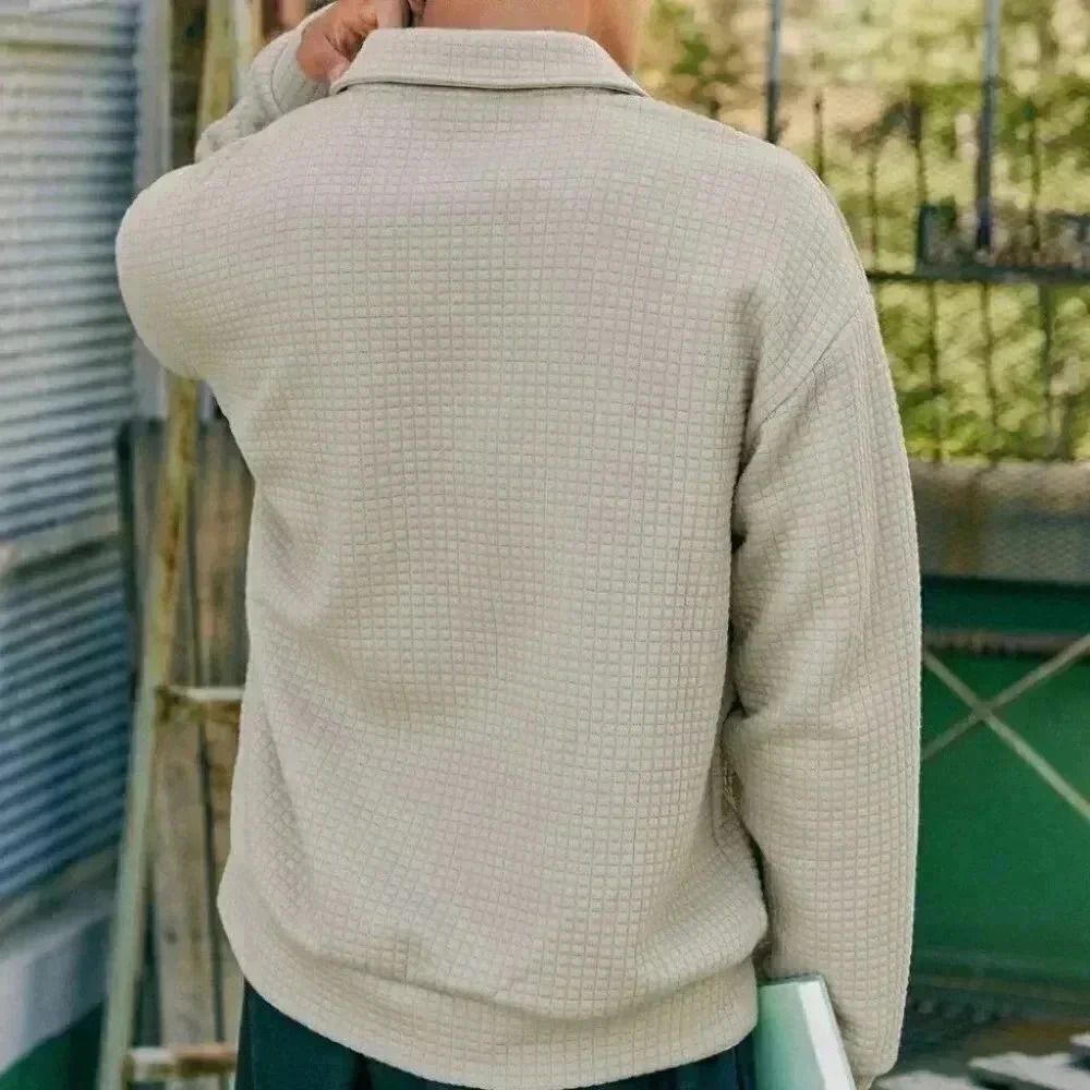 Tan Mens Polo Sweatshirt - Picture 2 of 5